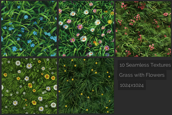 Seamless - Grass Flowers Textures x10