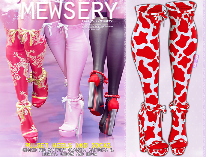 #Mewsery Pulset Heels{Cow.Ruby}