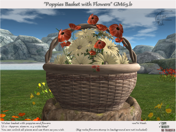 Basket with Poppies Flowers [GM63 .b] 