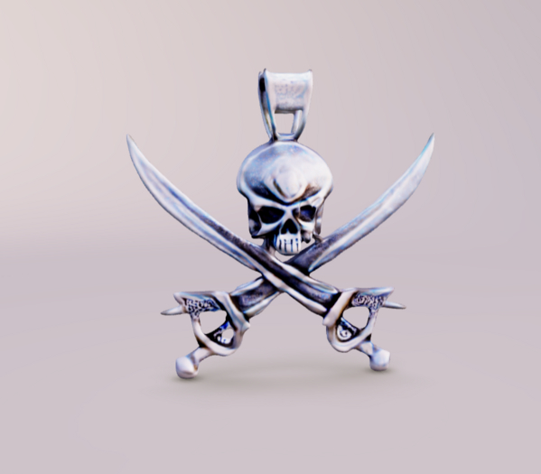 Silver Pirate Necklace and Earrings Set