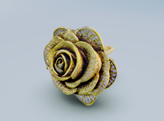 Gold Rose Necklace and earring Set