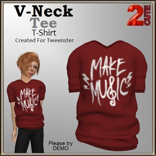 V-Neck Tee [2cute] Make Music