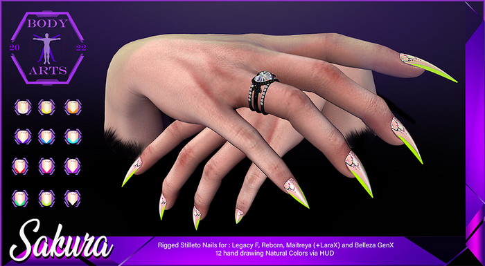 BodyArts - Sakura Stilleto Nails Full Pack