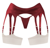 SOJOUR - Alma thong & garter belt - red