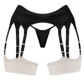 SOJOUR - Alma thong & garter belt - black