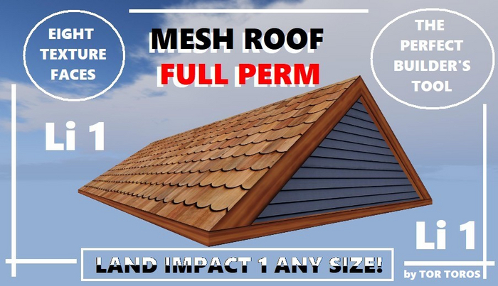 MESH ROOF Land impact 1 (any size) 8 faces