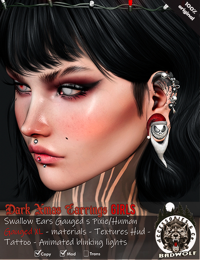 Badwolf - Dark Xmas Earrings Girls