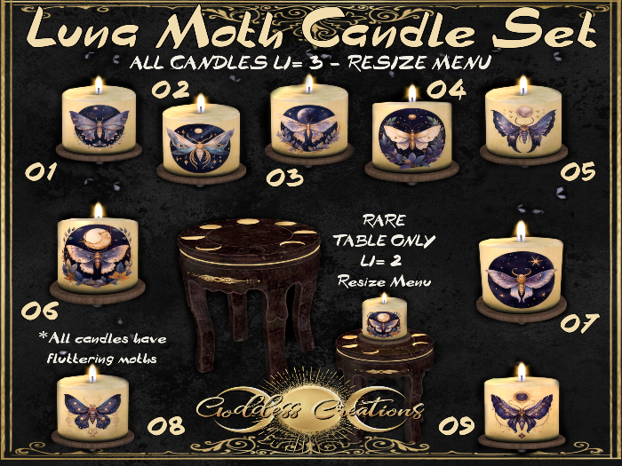 )O( GC: Luna Moth Candle Set COPY FATPACK