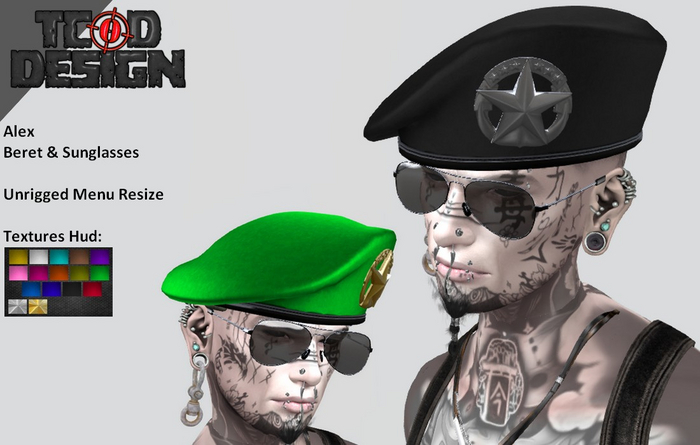 Beret & Sunglasses ~ Alex (Hud textures) ~ Mesh