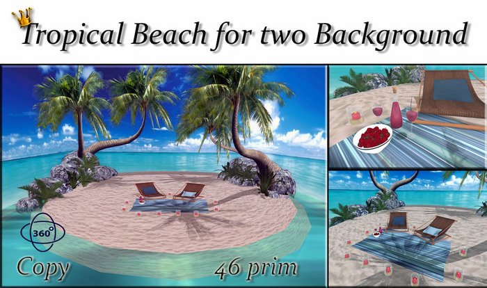 Tropical Beach for two Background / Backdrop 360* (NO poses included)