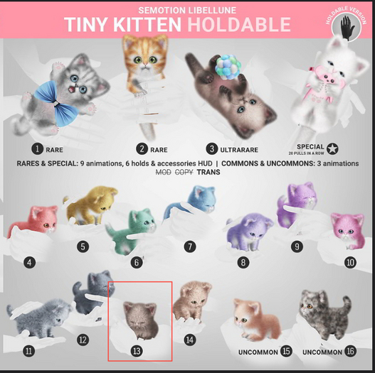 SEmotion Libellune Tiny Kitten Holdable COMMON 13