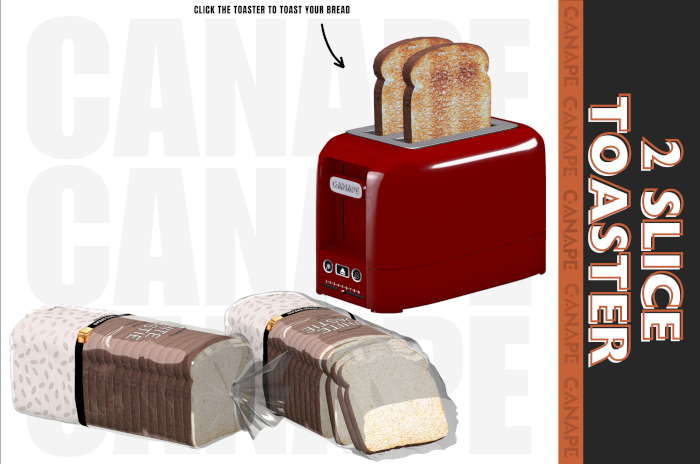 [Canape] 2 Slice Toaster Set - RED