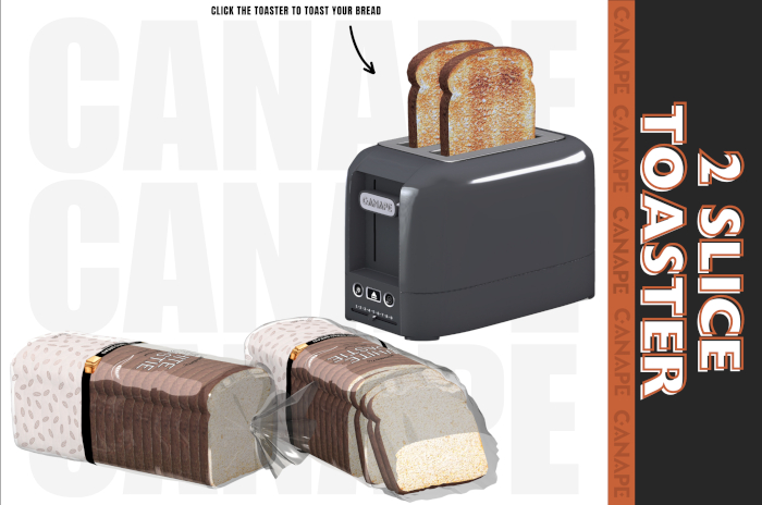 [Canape] 2 Slice Toaster Set - GRAY