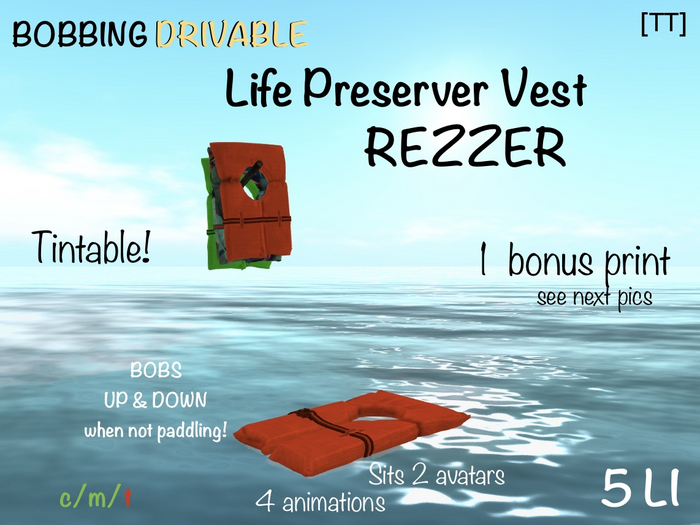 [TT] Bobbing Drivable Life Preserver Vest Float rezzer 5 LI