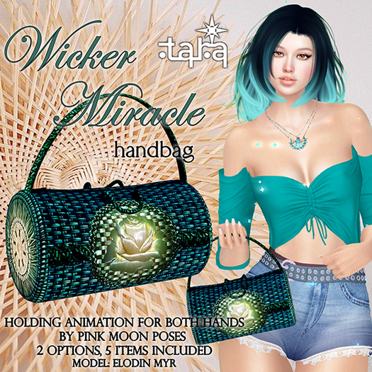 ~TARA~Wicker Miracle handbag teal