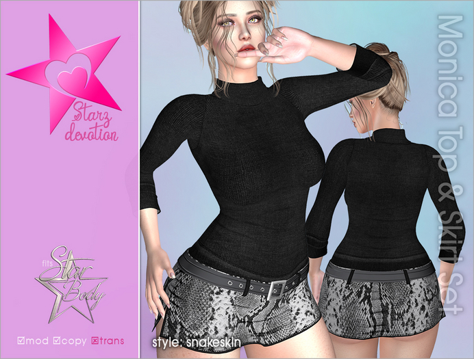  Monica Snakeskin Top & Skirt Set for Star Body (aka Star Mesh Body)