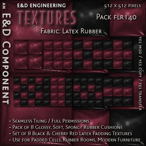 [FLR140] 8 Black and Cherry Red Latex Textures Cherry Red Vinyl Cushion Textures Cherry Red PVC by E&D ENGINEERING