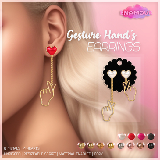 [ENAMOUR] GESTURE HANDS EARRINGS PACK 1