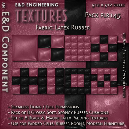 [FLR145] 8 Black and Mauve Latex Textures Salmon Latex Textures Mauve Vinyl Cushion Textures by E&D ENGINEERING