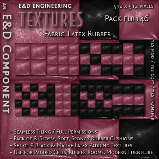 [FLR146] 8 Black and Mauve Latex Textures Salmon Latex Textures Mauve Vinyl Cushion Textures by E&D ENGINEERING