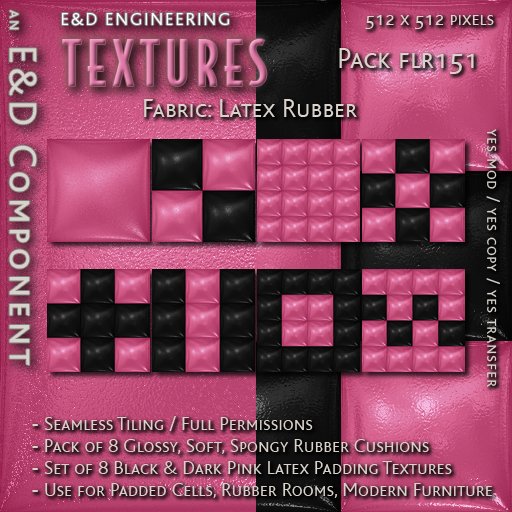 [FLR151] 8 Black and Dark Pink Latex Textures Hot Pink Latex Textures Hot Pink Vinyl Cushion Textures by E&D ENGINEERING