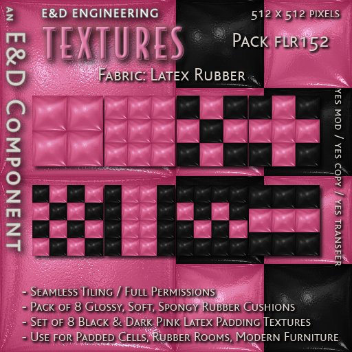 [FLR152] 8 Black and Pink Latex Textures Pink Latex Textures Hot Pink Latex Cushion Textures by E&D ENGINEERING