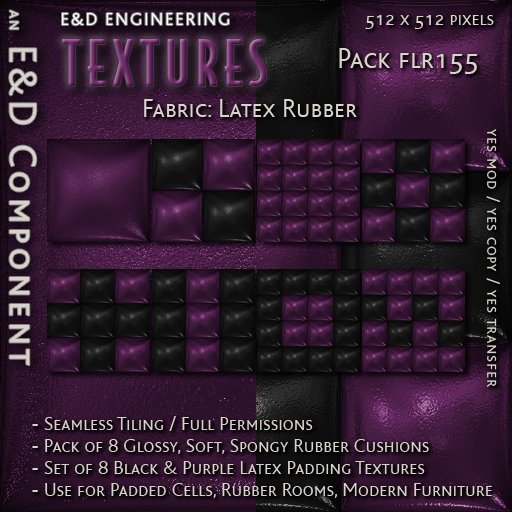[FLR155] 8 Black and Purple Latex Textures Plum Latex Textures Purple Latex Cushion Textures by E&D ENGINEERING