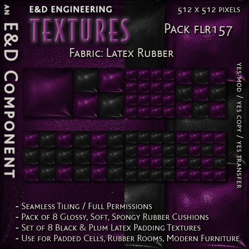 [FLR157] 8 Black and Purple Latex Textures Plum Latex Textures Violet Latex Cushion Textures by E&D ENGINEERING