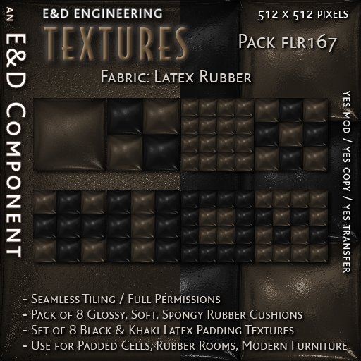 [FLR167] 8 Black and Tan Latex Textures Khaki Latex Textures Olive Latex Cushion Textures by E&D ENGINEERING