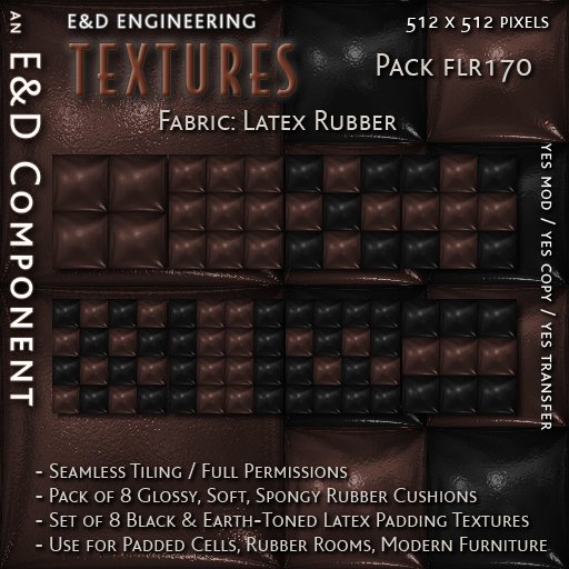 [FLR170] 8 Black and Brown Latex Textures Black Latex Textures Brown Latex Cushion Textures by E&D ENGINEERING