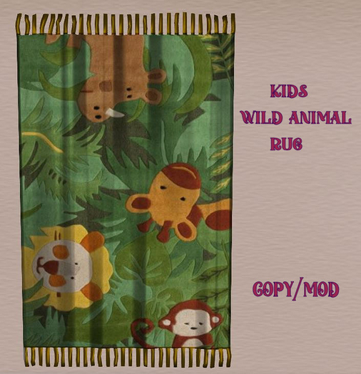 Kids Wild Animal Tassel Rug