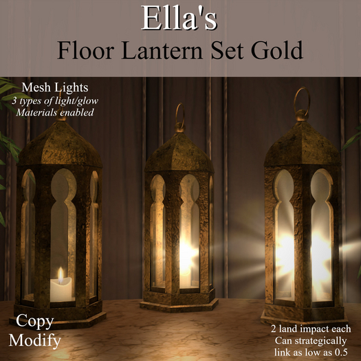 Ella's Floor Lantern Set Gold