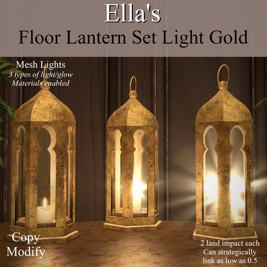 Ella's Floor Lantern Set Light Gold