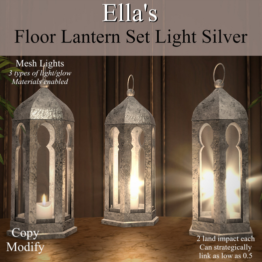 Ella's Floor Lantern Set Light Silver