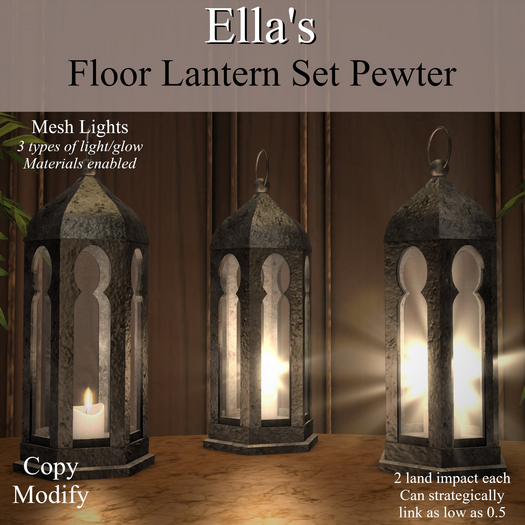 Ella's Floor Lantern Set Pewter