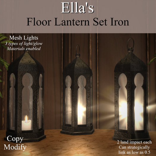 Ella's Floor Lantern Set Iron