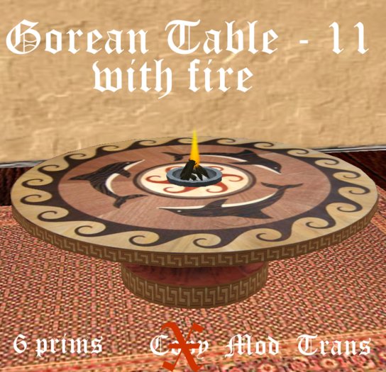 Inlaid Wood Table - Style 11 w/ flame 