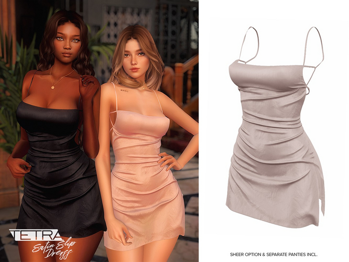 TETRA - Satin Slip Dress (Powder)
