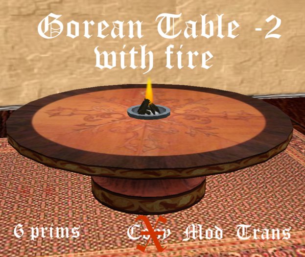 Inlaid Wood Table - Style 2 w/ flame  