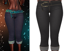 Beth Denim Capris 2.0 [Black] - Maitreya Lara • LaraX • Petite • PetiteX • Legacy • Reborn Clothing