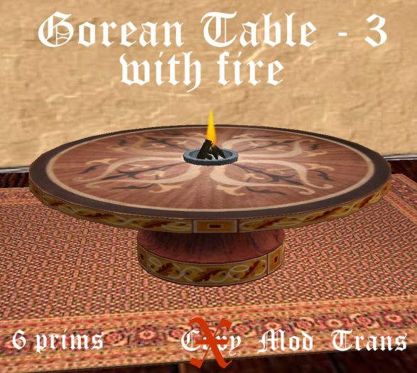 Inlaid Wood Table - Style 3 w/ flame 
