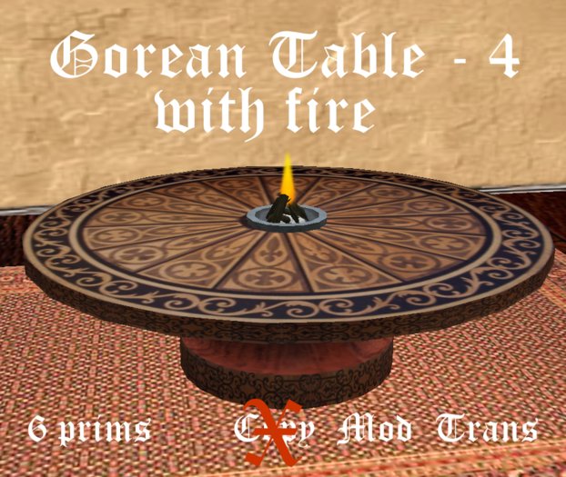 Inlaid Wood Table - Style 4 w/ flame  