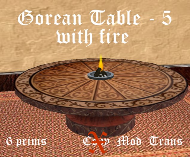 Inlaid Wood Table - Style 5 w/ flame 