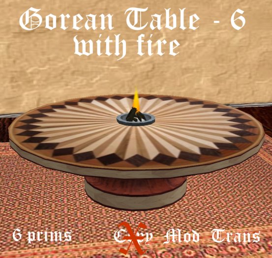Inlaid Wood Table - Style 6 w/ flame  