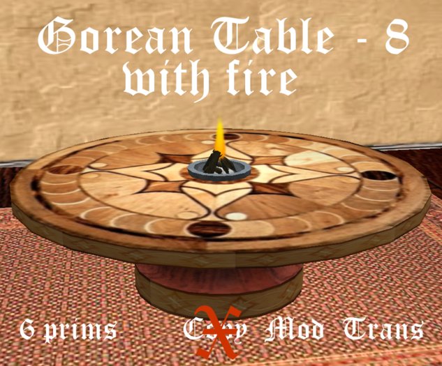 Inlaid Wood Table - Style 8 w/ flame  