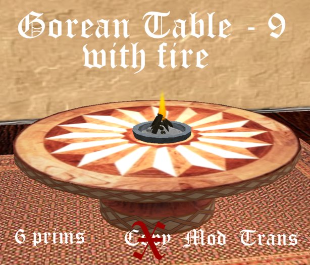 Inlaid Wood Table - Style 9 w/ flame  