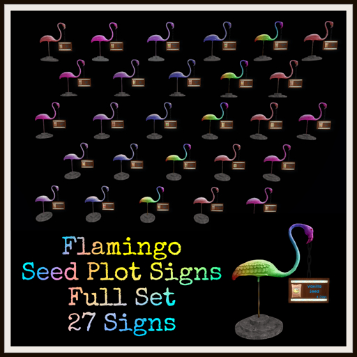 Flamingo  Seed Plot Signs  Full Set  27 Signs