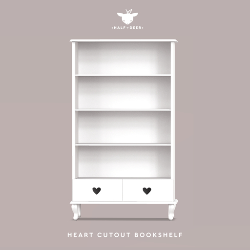 +Half-Deer+ Heart Cutout Bookcase - White