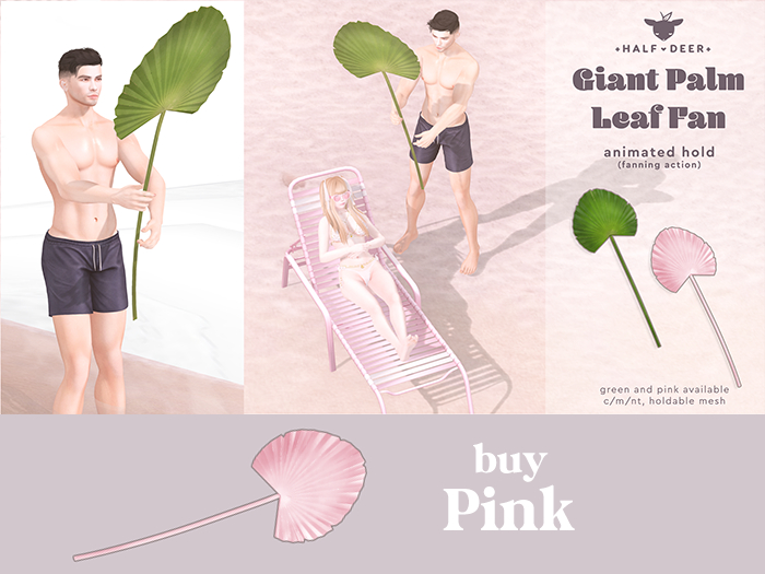 +Half-Deer+ Giant Palm Leaf Fan [Pink]