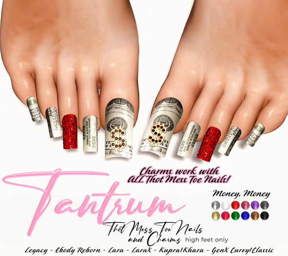 Tantrum - Thot Mess Toenails/Charms - Money Money 